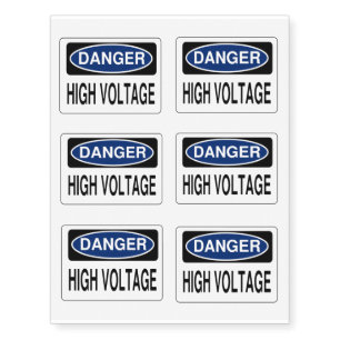 Danger High Voltage Hazard Sign Temporary Tattoos