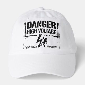 Danger High Voltage Industrial Brutalist Graphic S Hat