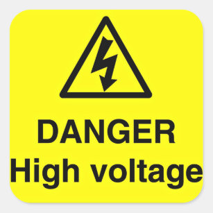 Danger High Voltage Sign Square Sticker