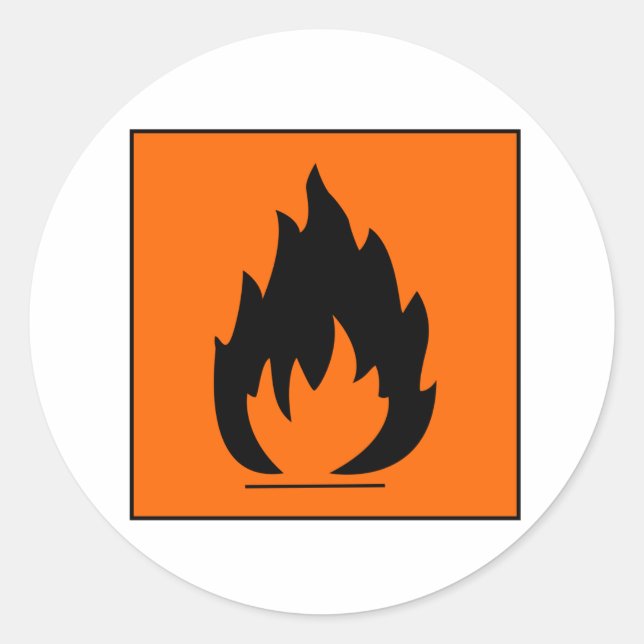 Danger Highly Flammable Warning Sign Chemical Burn Classic Round Sticker (Front)