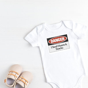 Danger I steal Hearts & Snacks Baby Bodysuit