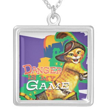 Danger Is My Game Silver Plated Necklace by pussinboots at Zazzle