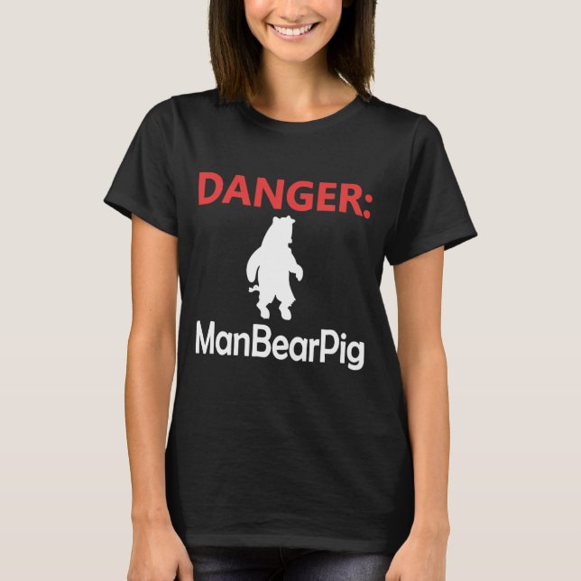 Danger Man Bear Pig Cute Farm Animal T-Shirt (Front)