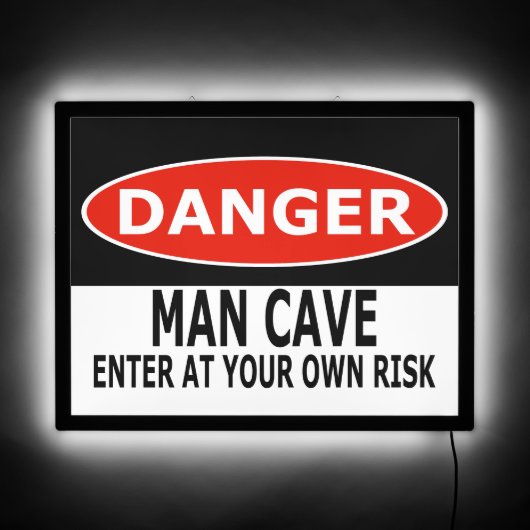 Danger: Man Cave, Enter At Your Own Risk LED Sign (Front)