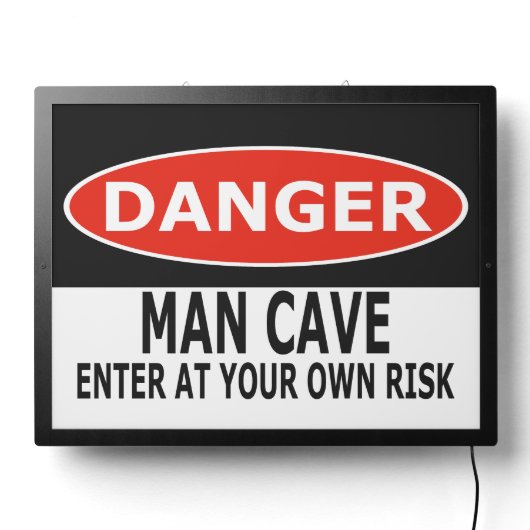 Danger: Man Cave, Enter At Your Own Risk LED Sign (Lights Off)