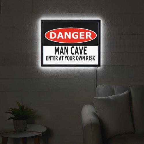 Danger Man Cave Enter At Your Own Risk LED Sign