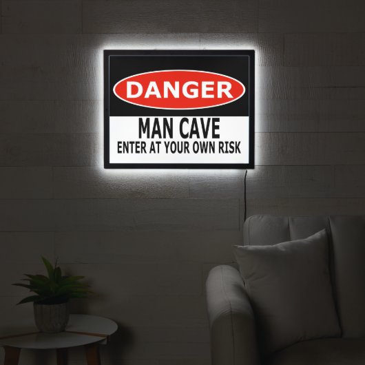 Danger: Man Cave, Enter At Your Own Risk LED Sign (Living Room)