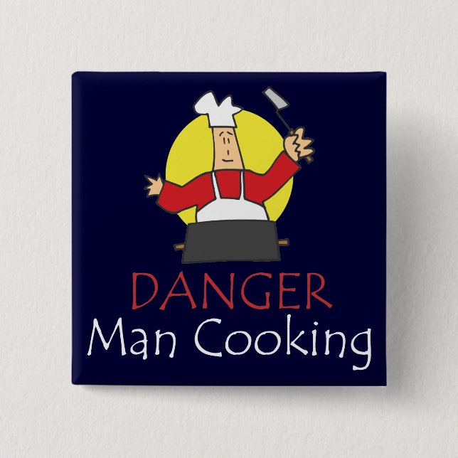Danger Man Cooking Pinback Button (Front)