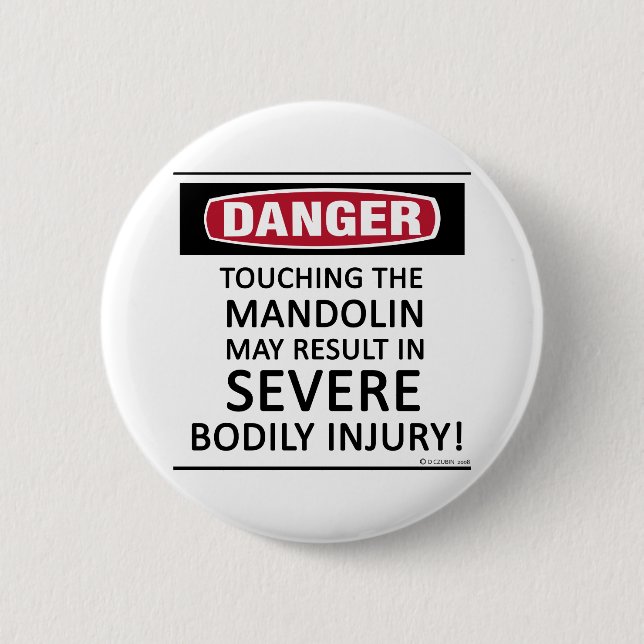 Danger Mandolin Pinback Button (Front)