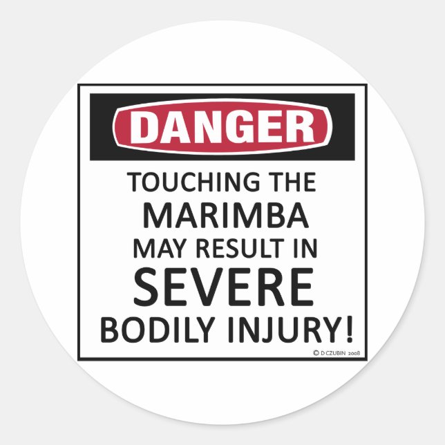 Danger Marimba Classic Round Sticker (Front)