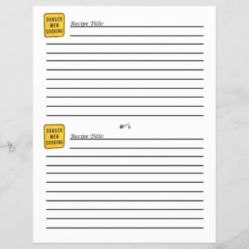 Danger: Men Cooking Recipe Card by NotionsbyNique at Zazzle