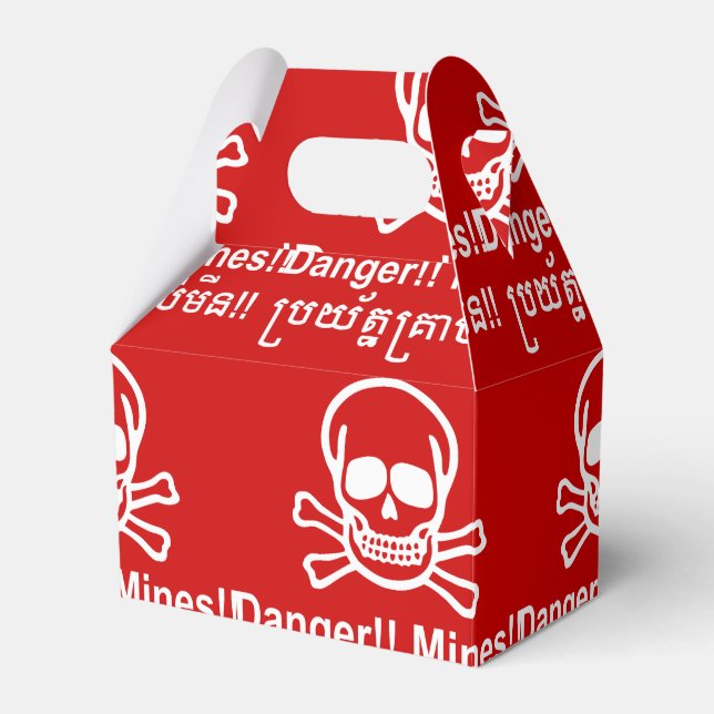 Danger!! Mines!! ☠ Cambodian Khmer Sign ☠ Favor Boxes (Front Side)