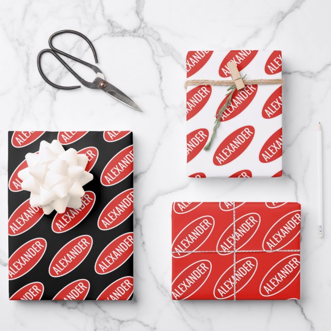 DANGER: NAME/WORD CUSTOMIZE Funny Unique Novelty  Wrapping Paper Sheets (Front)