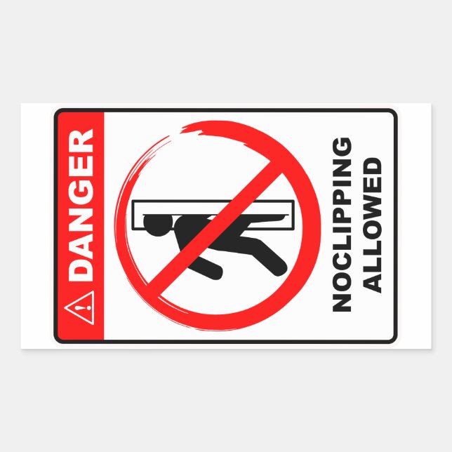Danger No Clipping Allowed Sign Rectangular Sticker (Front)