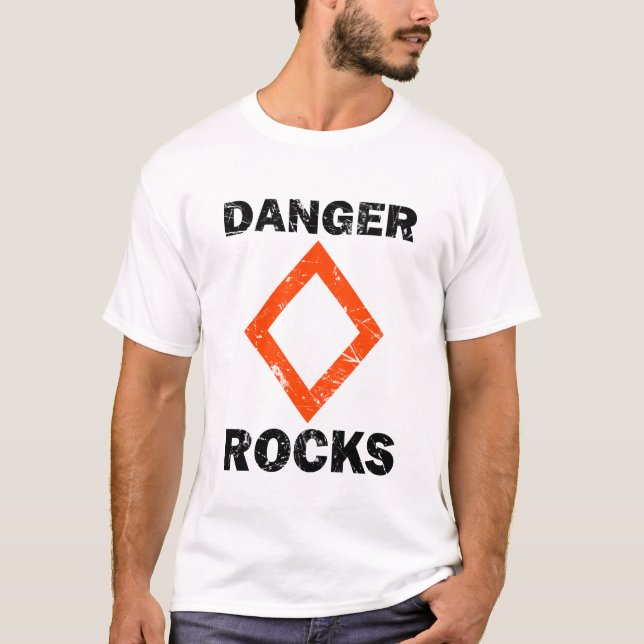 DANGER ROCKS! Nautical Grunge Style T-Shirt (Front)