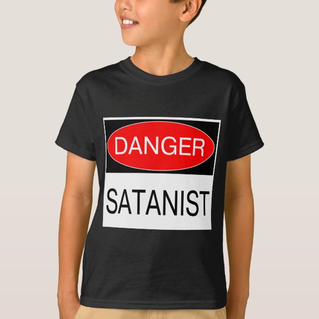 Danger - Satanist Funny T-Shirt Satan Mug Hat Bag (Front)