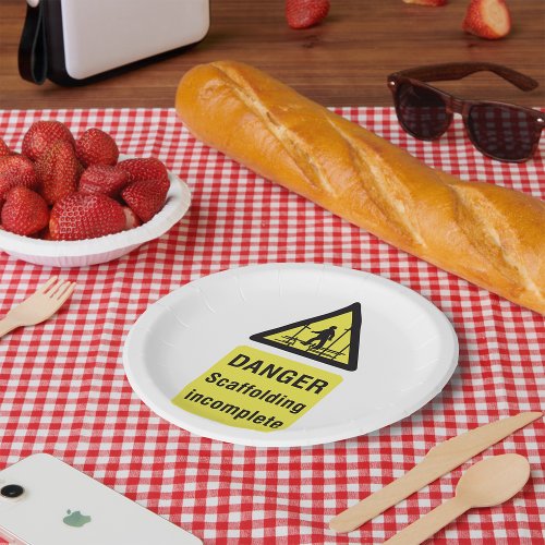 Danger Scaffolding Incomplete Sign Paper Plates