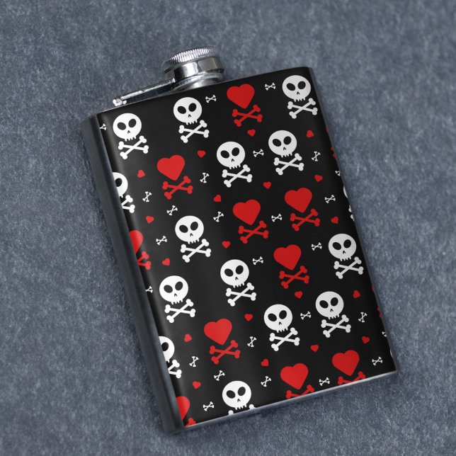Danger Scary Skulls Pattern Flask (flask)