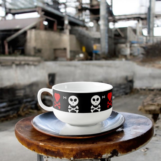 Danger Scary Skulls Pattern Soup Mug (Soup Mug)