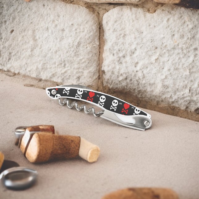 Danger Scary Skulls Pattern Waiter's Corkscrew (Corkscrew Bottle Opener)