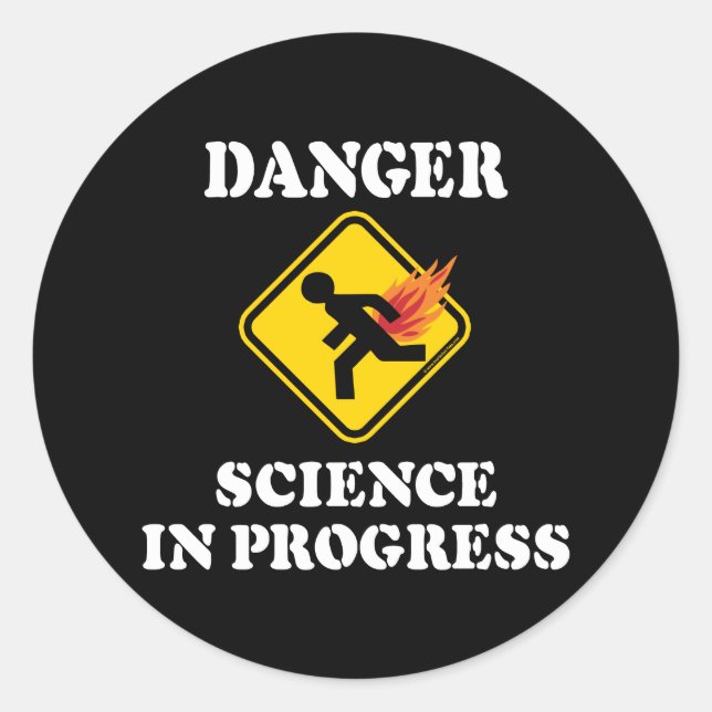Danger Science in Progress - Flaming Fart Humor Classic Round Sticker (Front)