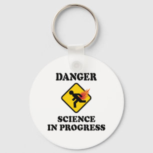 Danger Science in Progress - Flaming Fart Humor Keychain