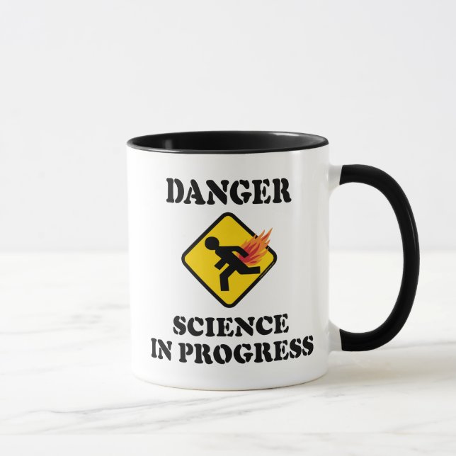 Danger Science in Progress - Flaming Fart Humor Mug (Right)