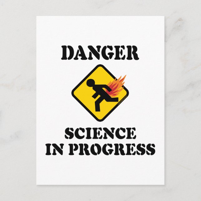 Danger Science in Progress - Flaming Fart Humor Postcard (Front)