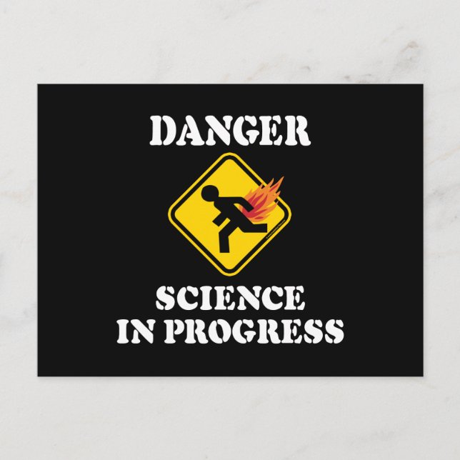 Danger Science in Progress - Flaming Fart Humor Postcard (Front)
