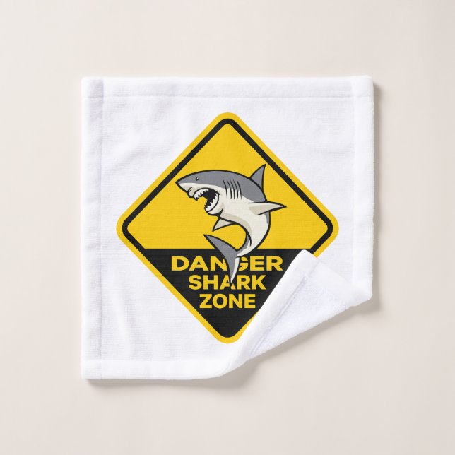 Danger Shark Zone Bath Towel Set (Wash Cloth)