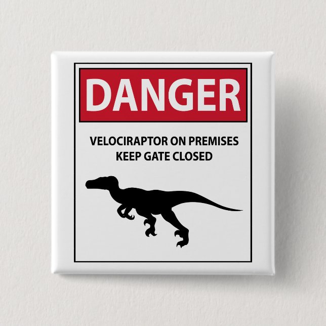 Danger Sign (Raptors) Button (Front)