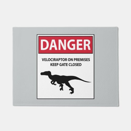 Danger Sign Raptors Doormat
