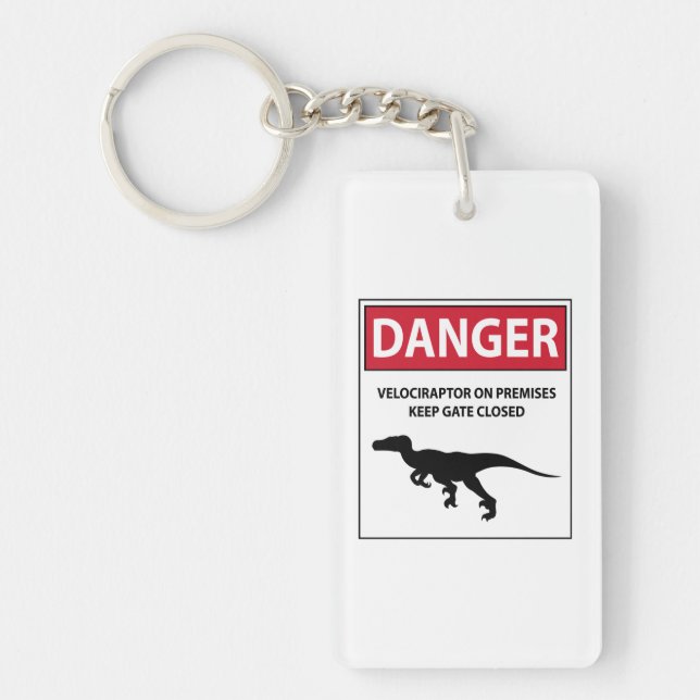 Danger Sign (Raptors) Keychain (Front)