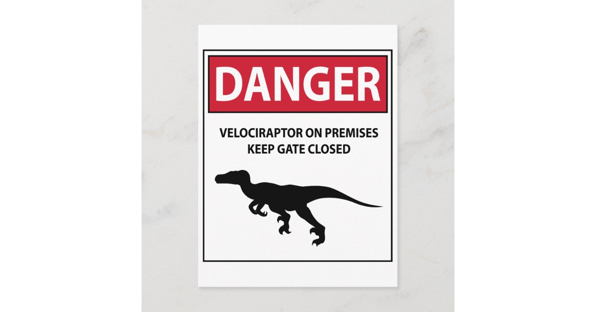 Danger Sign (Raptors) Postcard | Zazzle