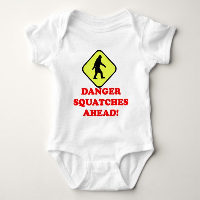 Danger squatches ahead baby bodysuit (Front)