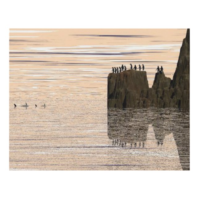 Danger Time Penguins Sharks Panel Wall Art (Front)