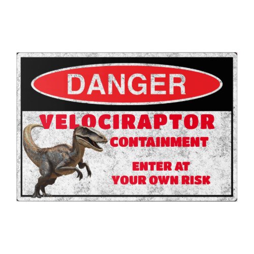 Danger Velociraptor Sign _ Classic Man Cave Decor