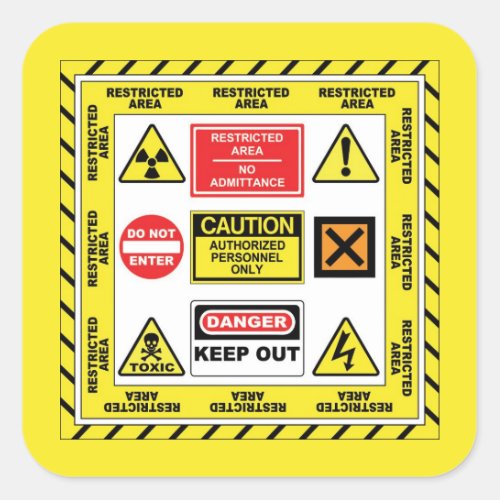 DANGER  WARNING SIGNS lz_02 square sticker