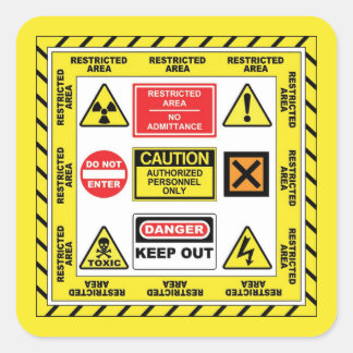 DANGER & WARNING SIGNS lz_02 square sticker