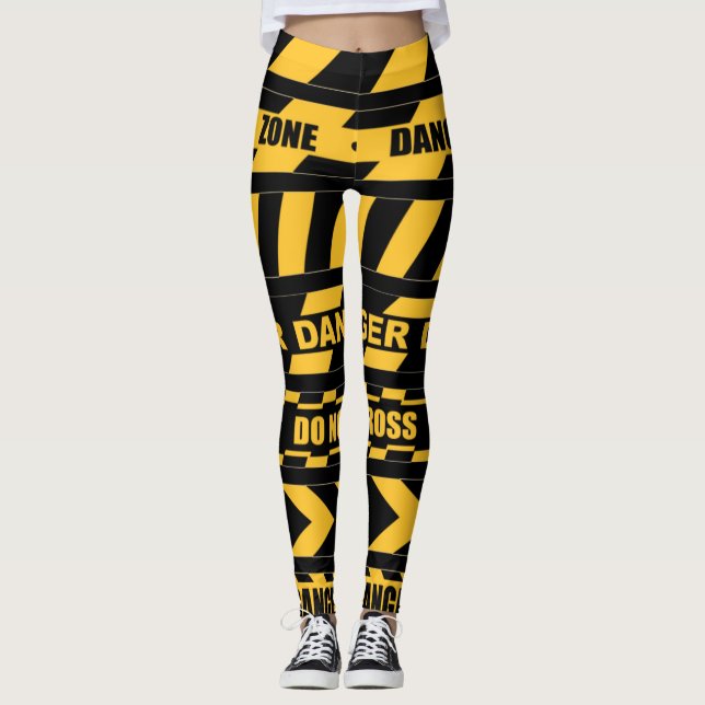 Danger Zone Caution tape design leggings (Front)