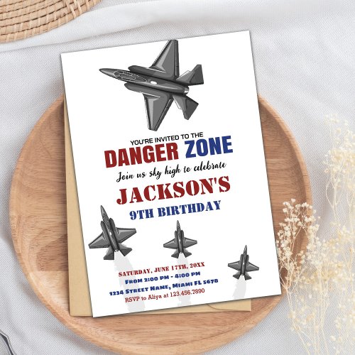 Danger Zone Fighter Jet Birthday Invitations
