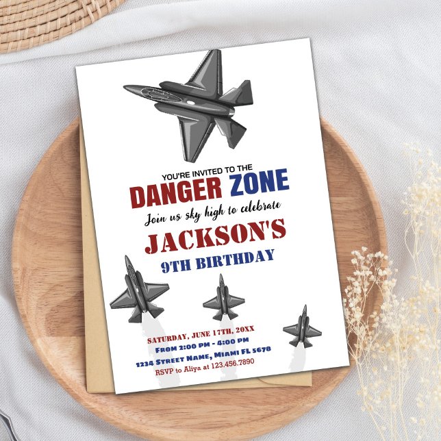Danger Zone Fighter Jet Birthday Invitations (Danger Zone Fighter Jet Birthday Invitations)