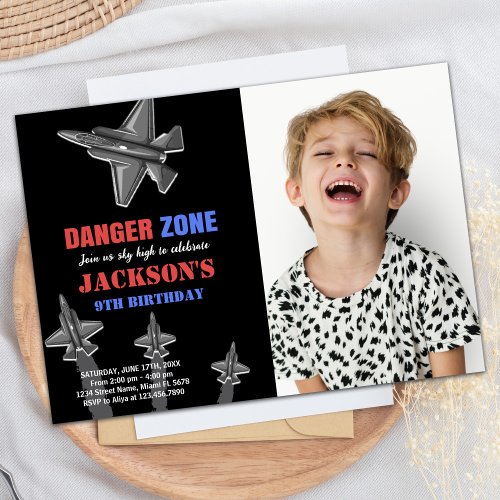 Danger Zone Fighter Jet Birthday Invitations Photo