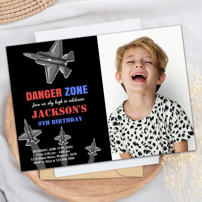 Danger Zone Fighter Jet Birthday Invitations Photo (Danger Zone Fighter Jet Birthday Invitations Photo)