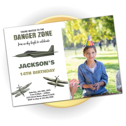 Danger Zone Fighter Jet Birthday Invitations photo