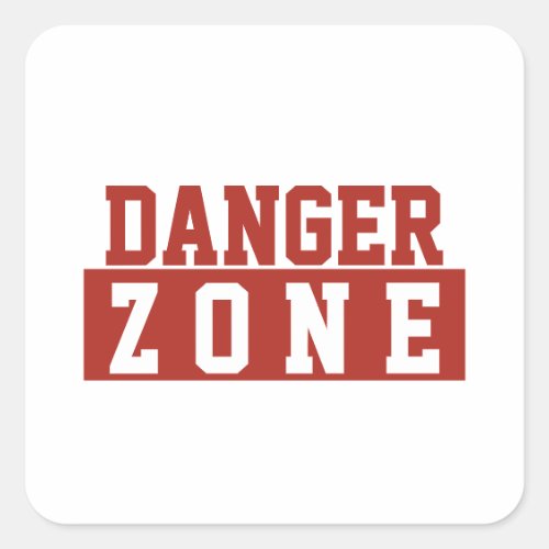 Danger Zone / Minimalist Modern Plain Red White Square Sticker