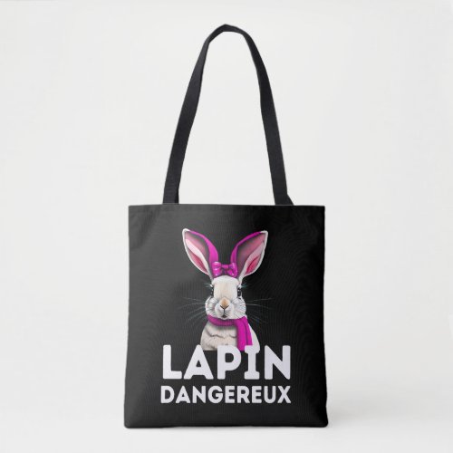 dangerous bunny funny tshirt happy easter day tote bag