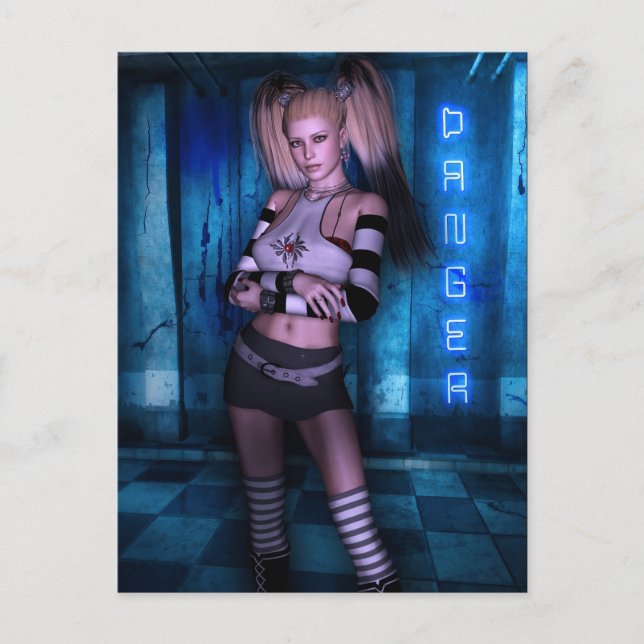 Dangerous Curves Gothic Girls™ Fantasy Pinup Postcard (Front)