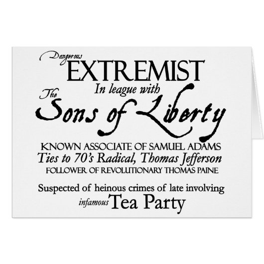 Dangerous Extremist: 18 th Century Style Poster Cards (Front Horizontal)