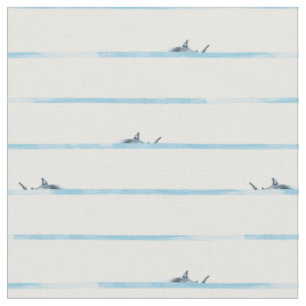Dangerous Stripes shark in the sea deep water  Fabric
